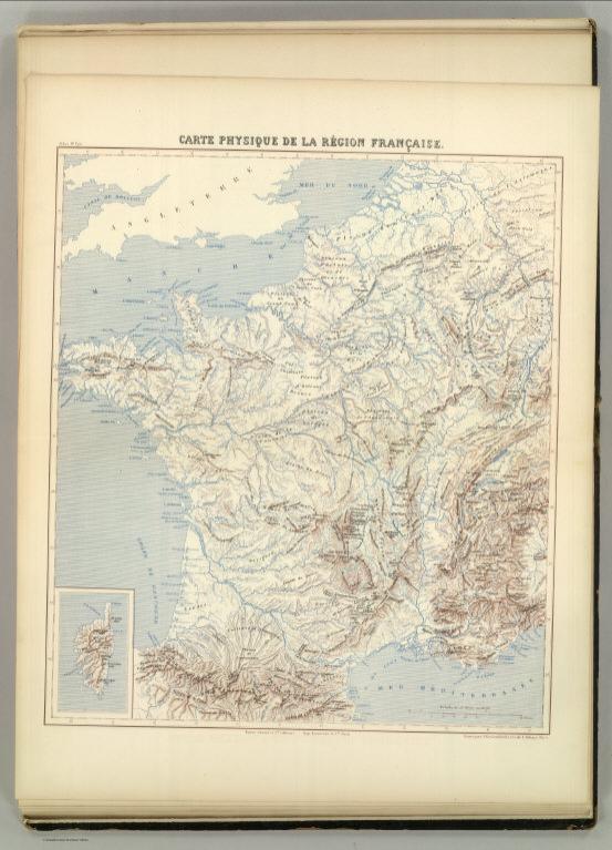 Carte Physique de la Region Francaise.