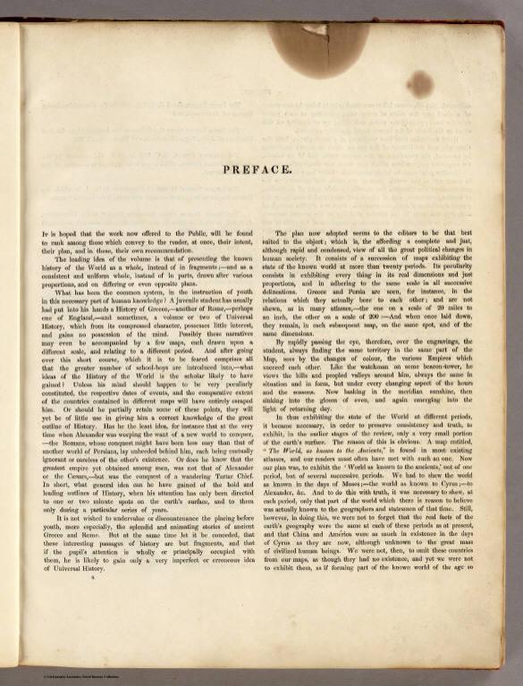 (Preface 1 to) An Historical Atlas ... From The Creation To A.D. 1828.