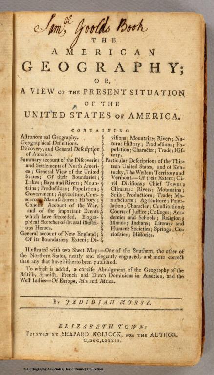 Title Page: American geography.