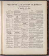 (Text Page) Professional Directory of Patrons. Wilmington, Del.