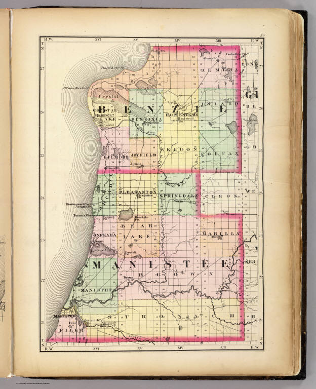 Roscommon County Plat Map Map Of Benzie And Manistee Counties, Michigan) - David Rumsey Historical Map  Collection